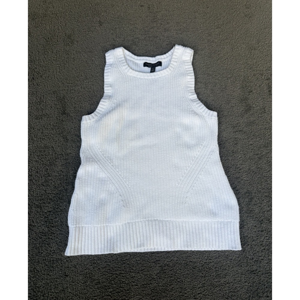 Banana Republic White Organic Cotton Shaker Knit Sleeveless Sweater Tank Top S